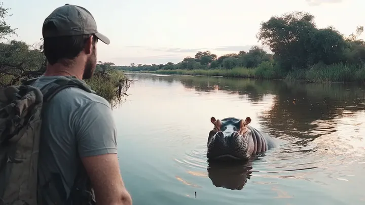 Nilpferd nähert sich Mann während Safari - Sie werden nicht glauben, was er als nächstes tat!