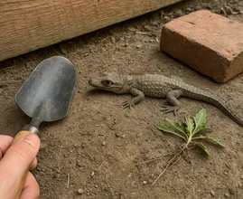 Woman Finds Tiny Lizard Near Garden Shed – What It Grows Into Leaves Her Frozen