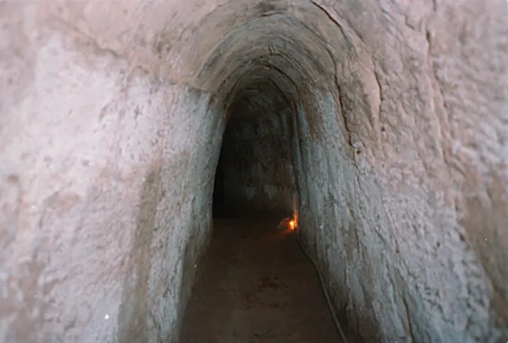 Inside the Cu Chi Tunnels in Viet Nam. Infamous and effective during the war, the tunnels are now a popular tourist attraction.