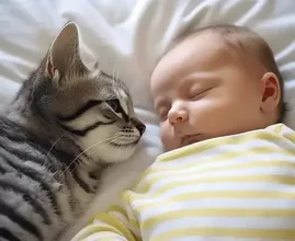 Il gatto non lascia dormire il bambino da solo, così i genitori mettono una telecamera notturna.