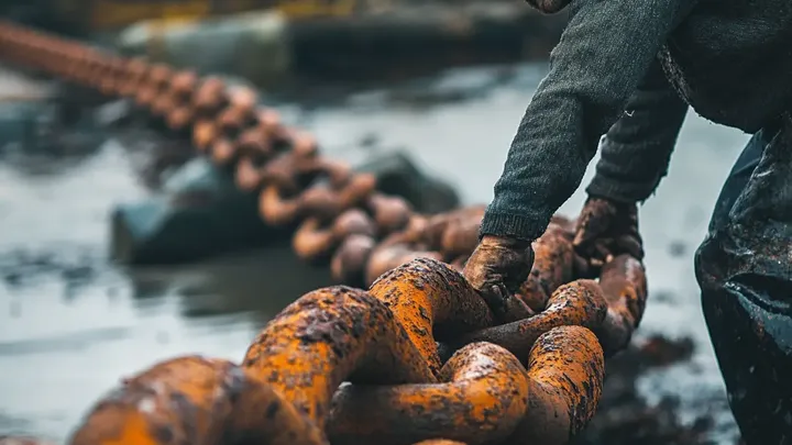 Pescador encontra uma corrente gigante enferrujada - moradores locais o alertam para não tocá-la