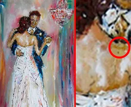 Vrouw verwijdert verf van een schilderij en onthult het 50 jaar oude geheim van haar man