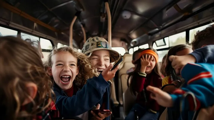 Een jongen ruikt iets vreemds in de schoolbus, kijkt één keer naar de chauffeur en belt 911