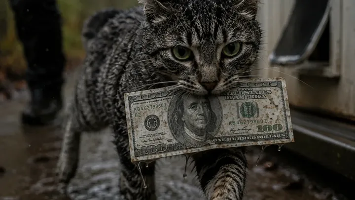 O gato não parava de trazer para casa notas de dólar molhadas, até que o dono decidiu segui-lo…