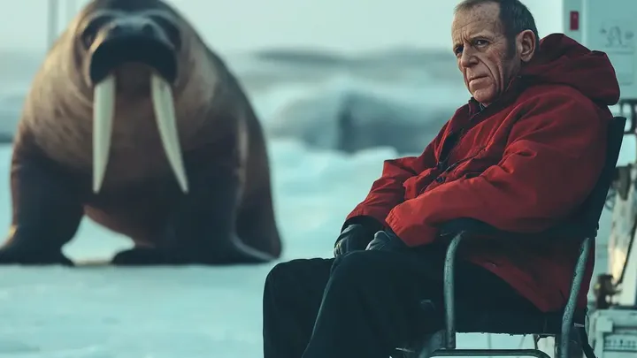 Pensaba que estaba solo en el hielo hasta que apareció una morsa gigante
