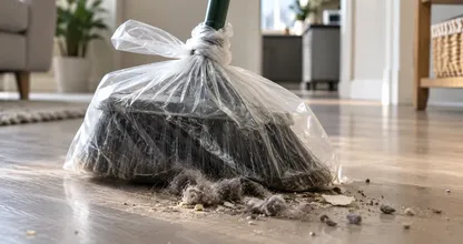 Why salons slide a plastic bag over the broom before sweeping (and it works at home too)