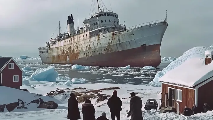 Um navio abandonado flutua perigosamente perto de um vilarejo - um homem fica pálido quando vê o que há nele