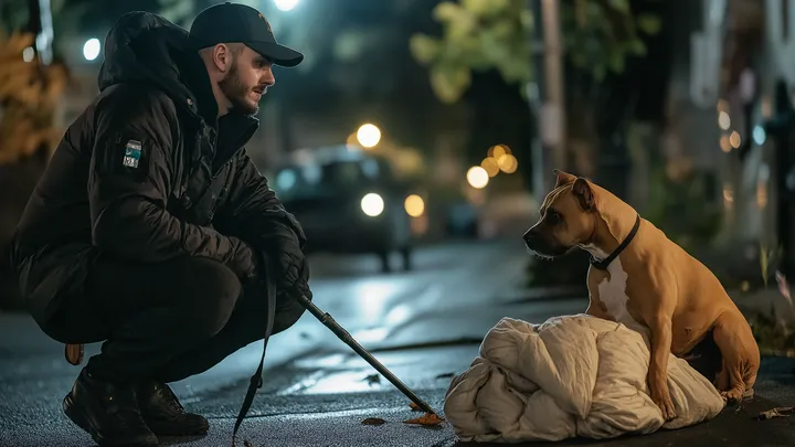 Weinender Hund weigert sich, seine Decke zu verlassen. Frau ruft sofort 911 an, als sie sieht, was er bewacht