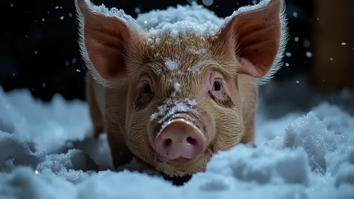 Un hombre encuentra a un cerdo congelándose durante una tormenta de nieve, pero luego descubre que no estaba solo