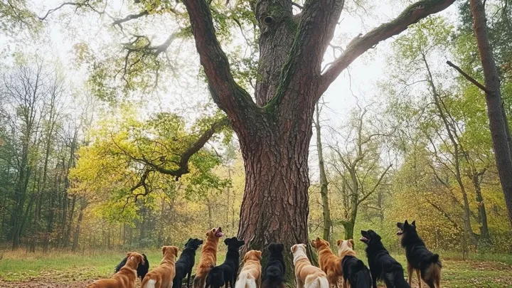 Ragazzo scopre 14 cani intorno a un albero, agente risolve il mistero