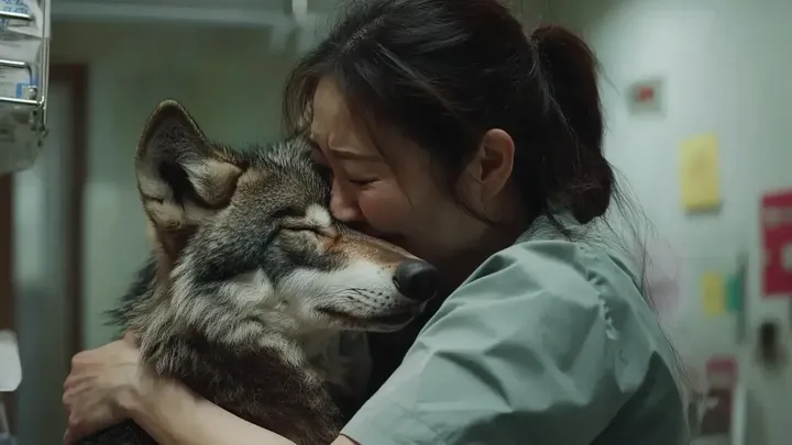 병원에 침입한 늑대 - 입에 물고 있는 물건에 눈물을 흘리는 간호사