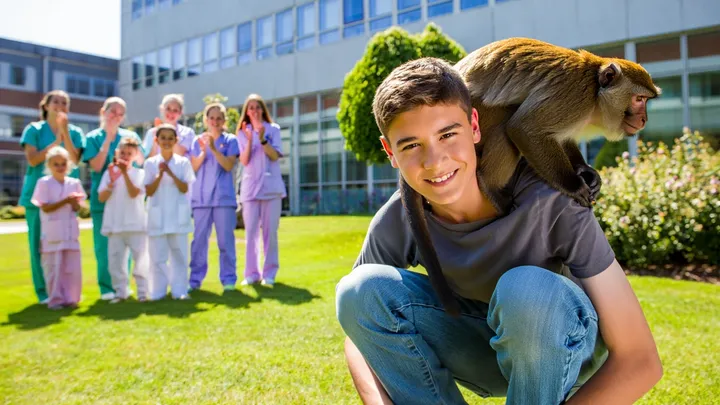 Monkey Visits Children’s Hospital Every Day – The Reason Why Will Melt Your Heart