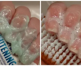Sie schmiert sich Zahnpasta auf die Fingernägel und das Ergebnis ist unglaublich
