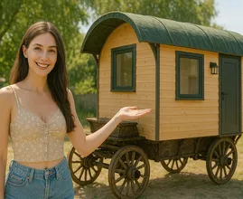 Woman Resides in a Horse Carriage Tiny House on Village Edge