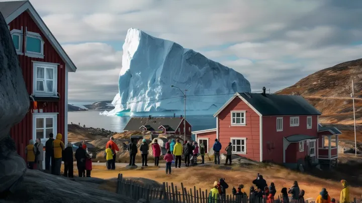 Iceberg Drifts Dangerously Close to Village – Locals Turn Pale When They See What’s on It