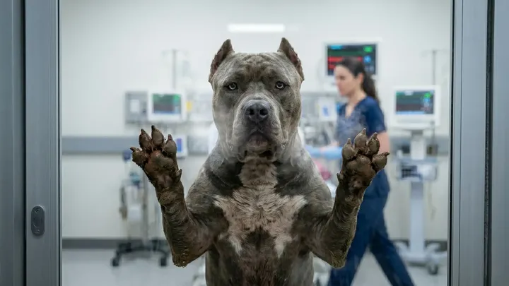Das Personal erstarrt vor Schreck, als ein Pitbull das Krankenhaus betritt und dabei Folgendes bei sich trägt…