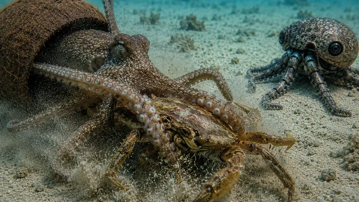 Científicos colocan este pulpo robot al lado de un pulpo coco y ocurre algo extraño...