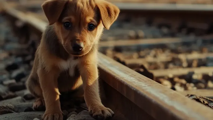 Cachorro bloqueia ferrovia, mas a verdadeira razão pela qual ele não consegue se mover parte o coração de todos