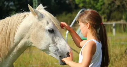 Deze hilarische foto van een meisje en 'photobombend' paard werkt gegarandeerd op je lachspieren.