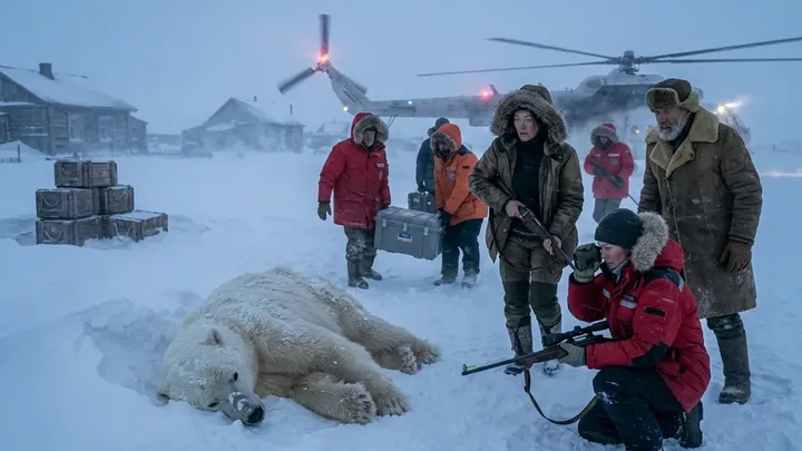 Una osa polar sigue entrando en un pueblo del Ártico… y entonces ella ve lo que lleva atascado en la boca…