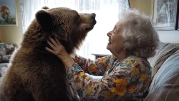 Esta anciana convive con un oso pardo