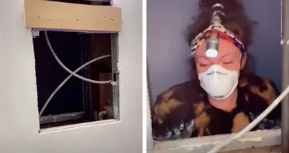 When this woman took her bathroom mirror off the wall, she revealed a dark secret