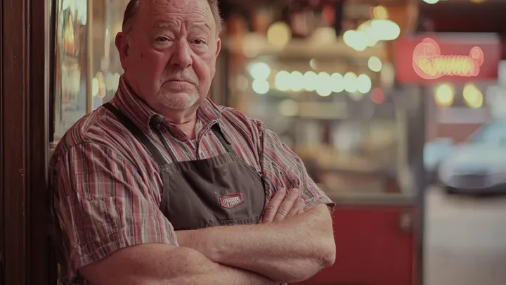 Anspruchsvolle Dame in einem Restaurant bekommt ihr Karma auf dem Silbertablett serviert