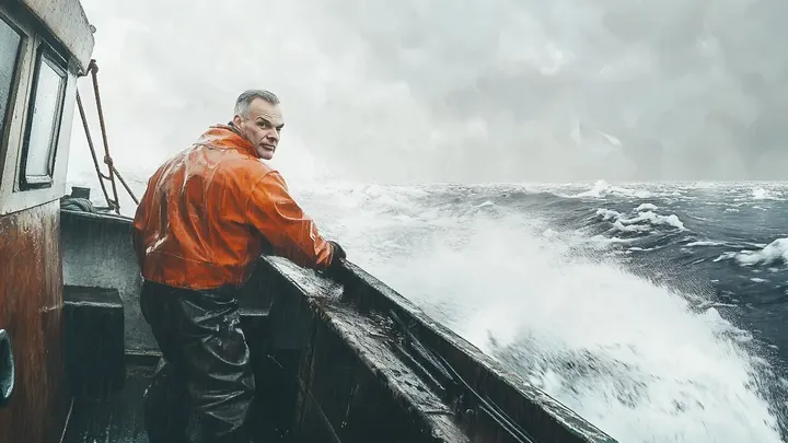 Un oso polar intenta llamar la atención de un barco pesquero. Cuando la tripulación se da cuenta del motivo, bajan un barco de rescate
