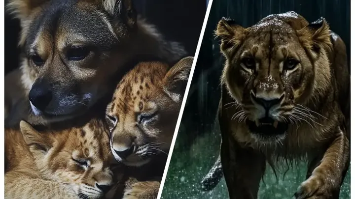 Un perro cría a 3 cachorros de león y, años después, el cuidador del zoo rompe a llorar cuando el león hace lo inesperado