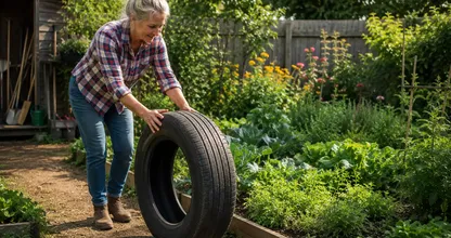 No te vas a creer cómo esta mujer utiliza neumáticos viejos para convertir su jardín en algo precioso