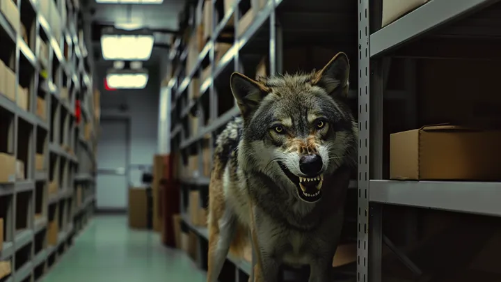 Wolf breekt in op basisschool - leraar in tranen door wat hij in zijn mond draagt