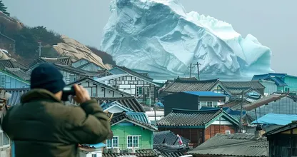 氷山が村の近くを危険なほど漂流 - 住民は氷山に何があるのか見て青ざめます。