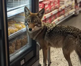 Coyote Hides Something in Supermarket Fridge – Officer Stunned by What It Was Trying to Protect