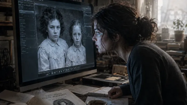 Deze foto uit 1895 van een meisje dat de hand van haar zusje vasthoudt, leek heel gewoon — totdat de restauratie dit verbazingwekkende feit aan het licht bracht…