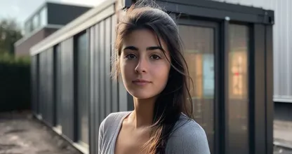 Van buiten lijkt het een vreemde container, maar wacht tot je de binnenkant ziet!