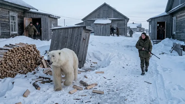 Una osa polar sigue entrando en un pueblo del Ártico… y entonces ella ve lo que lleva atascado en la boca…