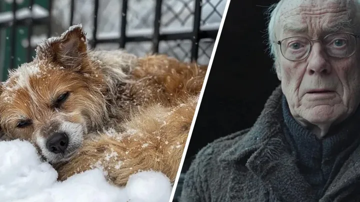 Man vindt hond op rand van bevriezing - maar wat hij onder zijn buik verborg is ongelooflijk!