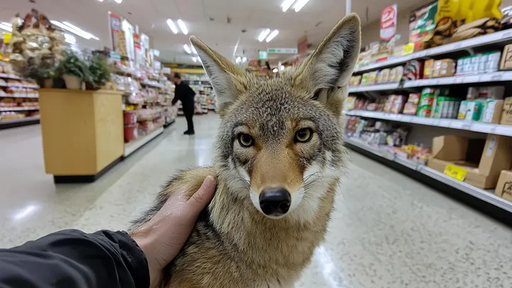 Coyote Hides Something in Supermarket Fridge – Officer Stunned by What It Was Trying to Protect