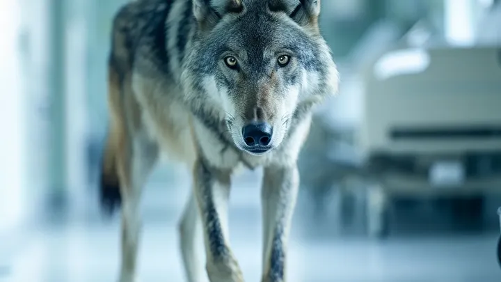Wolf breekt in bij ziekenhuis - verpleegster in tranen door wat hij in zijn mond draagt