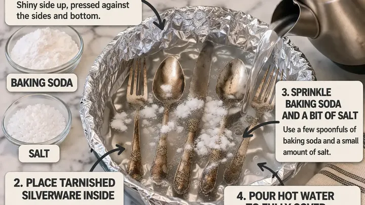 L'astuce du papier aluminium en 5 minutes pour redonner de l'éclat à l'argenterie ternie