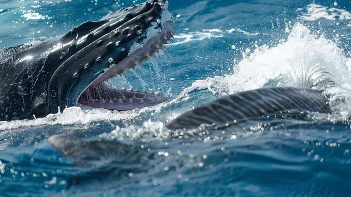 巨大クジラがダイバーを放っておかない - その時、彼女は恐るべき理由に気づく