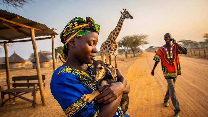 Giraffe Appears at Bus Stop – When It Lowers Its Neck, Everyone Stops Breathing
