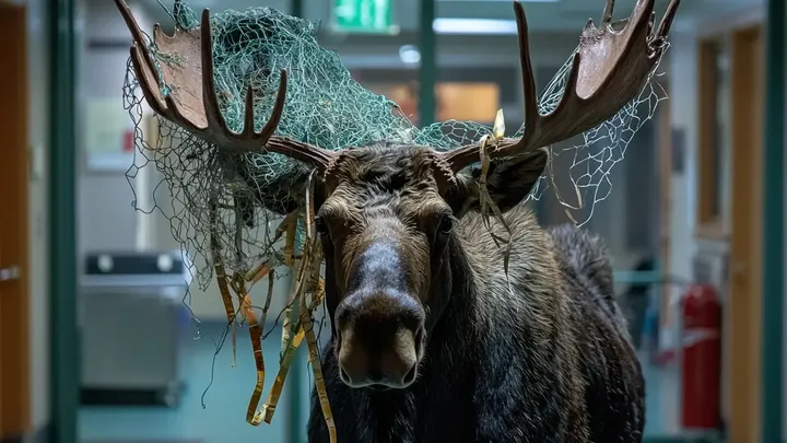 Moose Breaks Into Hospital—Nurse Brought to Tears by What She Sees on its Antlers.