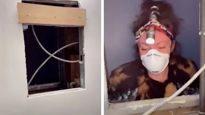 When this woman took her bathroom mirror off the wall, she revealed a dark secret