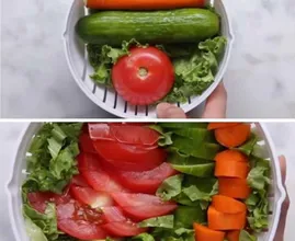 Wie wär's - in 60 Sek. alles gleichzeitig schneiden? Das geht mit diesem Salat Schneider.