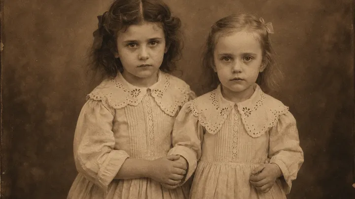 Deze foto uit 1895 van een meisje dat de hand van haar zusje vasthoudt, leek heel gewoon — totdat de restauratie dit verbazingwekkende feit aan het licht bracht…