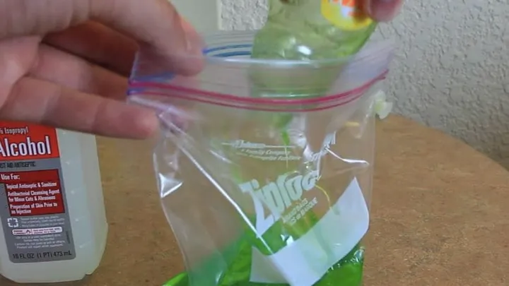 He freezes dish soap in a resealable plastic bag and this is why!