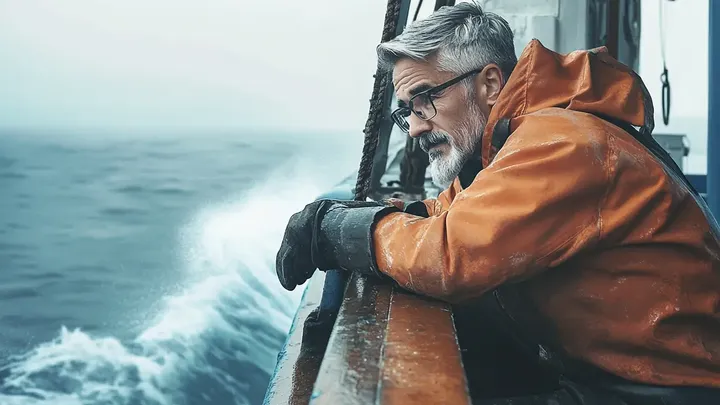 Urso polar tenta chamar a atenção de um navio de pesca. Quando a tripulação percebe o motivo, eles baixam um navio de resgate