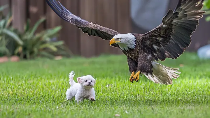 Adler schnappt Welpe aus dem Garten - Nachbarn entdecken einen beunruhigenden Anblick