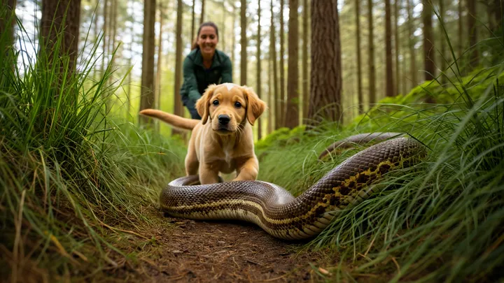 Puppy Disappears Into Tall Grass – What Crawls Out Beside It Leaves Owner Frozen